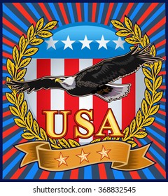 American eagle with USA flags