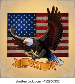 American eagle with USA flags