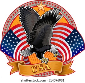 American eagle with USA flags
