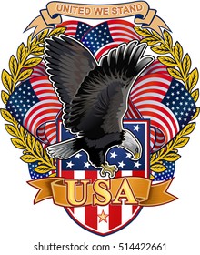 American eagle with USA flags