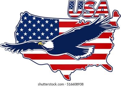 American eagle with USA flags