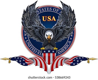 American eagle with USA flags