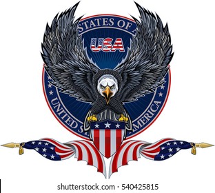 American eagle with USA flags