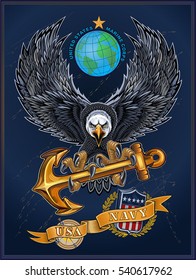 American eagle with USA flags