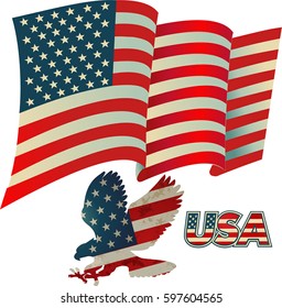 American eagle with USA flags