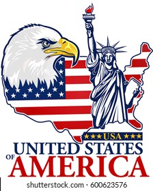 American eagle with USA flags