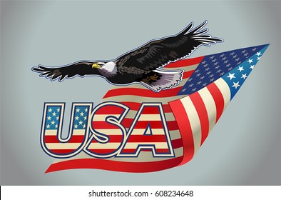 American eagle with USA flags