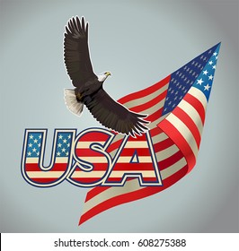 American eagle with USA flags