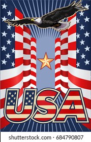 American eagle with USA flags
