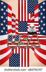 American eagle with USA flags
