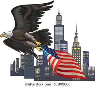 American eagle with USA flags