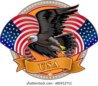 American eagle with USA flags
