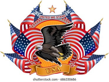 American eagle with USA flags