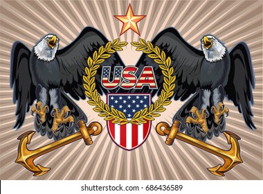 American eagle with USA flags