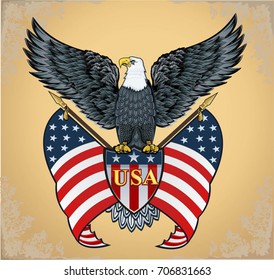 American eagle with USA flags