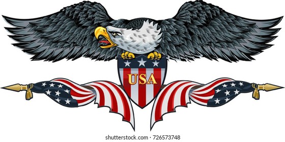 American Eagle With USA Flags