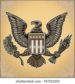 American eagle with USA flags