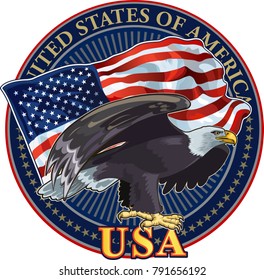 American eagle with USA flags