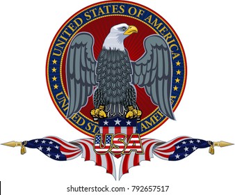 American eagle with USA flags