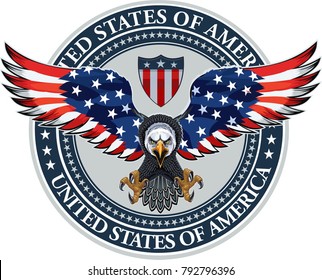 American Eagle Usa Flags Stock Vector (Royalty Free) 792796396 ...