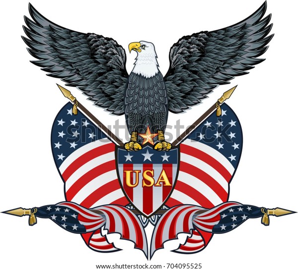 Aigle Americain Avec Drapeaux Americains Image Vectorielle De Stock Libre De Droits