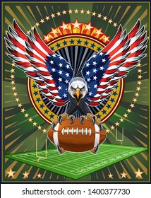 American eagle with USA flags and  American Football