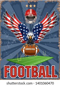 American eagle with USA flags and  American Football
