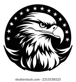 American eagle with USA flags illustration, Vector, logo design