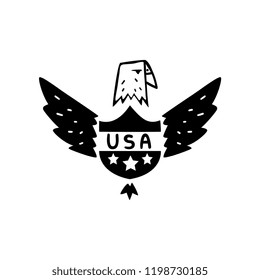 American eagle, USA symbol, retro design element for logo, badge vector Illustration on a white background