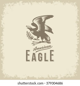 American eagle vector emblem with the lettering light background