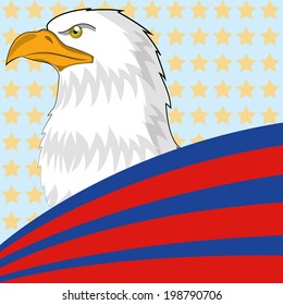 an American eagle withing a background with stars 