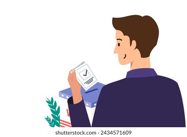 American Election 2024, Man Put Vote Paper in to Ballot Box in US Presidential Election