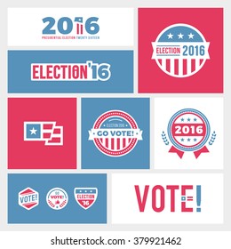 American Election Badges And Vote Logo Graphics For 2016