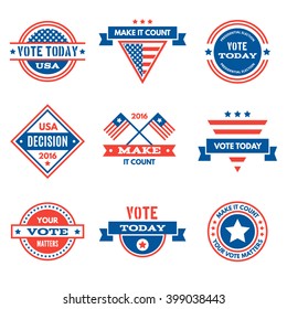 American Election Badges And Vote Logo, Labels.