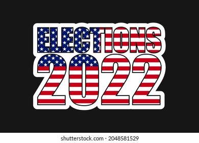 american elections 2022 vote vector illustration. collection of badge patch stickers with democratic civil society slogans, stars and stripes flag elements. design for advertising printing