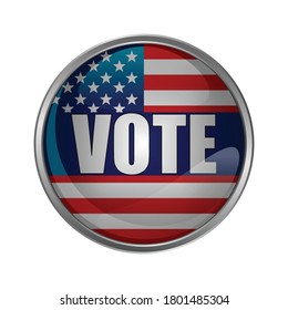 american elections vote vector illustration set. collection of badge patch stickers with democratic civil society slogans, stars and stripes flag elements. ready-made design for advertising printing