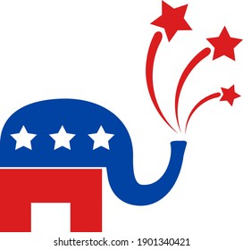 American elephant fireworks icon with flat style. Isolated vector american elephant fireworks icon image, simple style.