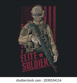 american elite soldier illustration vector grunge