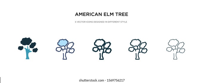 american elm tree icon in different style vector illustration. two colored and black american elm tree vector icons designed in filled, outline, line and stroke style can be used for web, mobile, ui