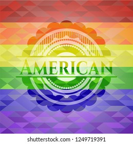 American emblem on mosaic background with the colors of the LGBT flag