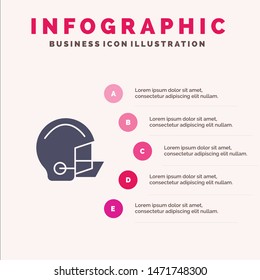 American, Equipment, Football, Helmet, Protective Solid Icon Infographics 5 Steps Presentation Background