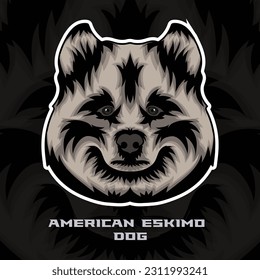 American Eskimo Dog Face Vector Stock Illustration, Dog Mascot Logo, Dog Face Logo vector