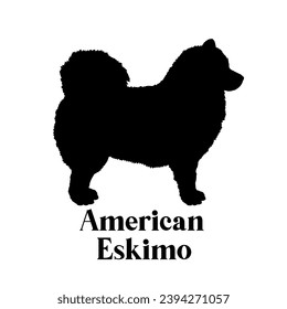 Silueta de perro esquimal americana engendra logotipo perro monógrafo perro cara vectorial