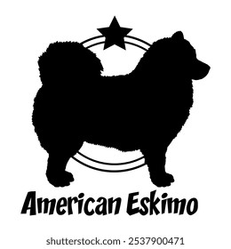 American Eskimo dog silhouette,  dog, dog breeds, logo, vector, silhouette, logo design, animal, illustration, icon, sign, design, black,  symbol, pet