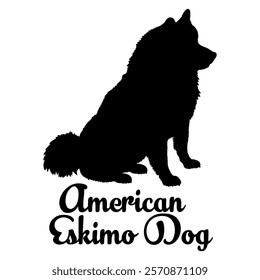 American Eskimo dog silhouette, dog breeds, logo, vector, silhouette,  animal, illustration, icon, sign, design, black, symbol, pet, love
