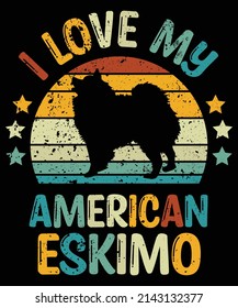 American Eskimo silhouette vintage and retro t-shirt design