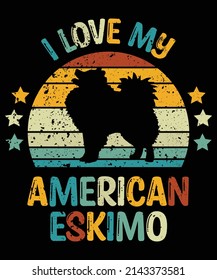 American Eskimo silhouette vintage and retro t-shirt design