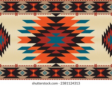 American ethnic native pattern.Traditional Navajo,Aztec,Apache,Southwest and Mexican style fabric pattern.Abstract vector motifs pattern.Design for fabric,clothing,blanket,carpet,woven,wrap,decoration