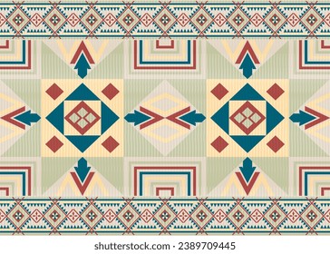 American ethnic native pattern.Traditional Navajo,Aztec,Apache,Southwest and Mexican style fabric pattern.Abstract vector motifs pattern.Design for fabric,clothing,blanket,carpet,woven,wrap,decoration