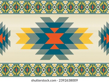 American ethnic native pattern.Traditional Navajo,Aztec,Apache,Southwest and Mexican style fabric pattern.Abstract vector motifs pattern.Design for fabric,clothing,blanket,carpet,woven,wrap,decoration
